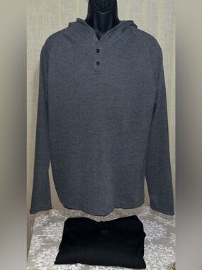 Men's Mountain Expeditions Grey Hooded Henley Thermal Shirts (2 qty)Sz XXL NWOT!